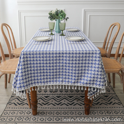 polyester and linen houndstooth thickened table cloth